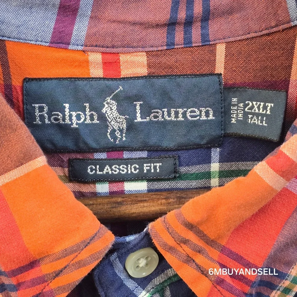 Polo Ralph Lauren Mens 2XLT Tall Classic Plaid Short Sleeve Button Down Shirt